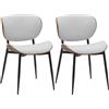 CLP Set di 2 sedie visitatore Enid con schienale e imbottitura I Poltrona con rivestimento in finta pelle o tessuto I Comoda sedia da pranzo, Colore:noce/crema, Materiale:Stoffa