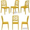 REDÒKASA Set 6 sedie in polipropilene PENELOPE, MADE IN ITALY, impilabile, resistente ai raggi UV, design moderno, ideale per sala da pranzo, cucina, sala d'attesa, bar, ristoranti o giardino (Senape, 6)
