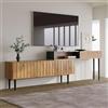 KOMHTOM mobile tv soggiorno moderno Credenza con 2 ante, mobiletto multiuso per soggiorno e camera da letto