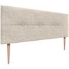 DHOME Testiera in lino naturale con bottoni e gambe in legno Testiera imbottita letto camera da letto moderna TOP TRENDING (Lino Beige, 160x105cm (150/160))