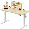 WALKINGDESK Scrivania Regolabile in Altezza, 120 x 60 cm Tavolo Elettrica con 2 Ganci, Standing Desk con Memoria per 4 Altezze, Scrivanie in Piedi in Casa con Piano Assemblato, Quercia