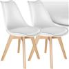 tectake® Set di 2 Sedie da Pranzo, Design Ergonomico, Perfette per Sala da Pranzo e Cucina, Struttura Stabile, Seduta Confortevole, Facili da Pulire - Bianco