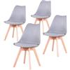 Generico Import Trade - Set di 4 Sedie Sala da Pranzo, Sedie da Cucina con Gambe in Legno di faggio, Sedia elegante in polipropilene con seduta comoda imbottita, Resistente e facile da pulire (Grigio)