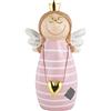 Baroni Home Soprammobile Natalizio Dipinto a Mano, Decorazione a tema Natale, Statuetta da Interno e Esterno in Ceramica, Vestito Rosa Grande, 16X12X27 cm