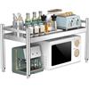Gaommini Scaffale da appoggio per cucina sopra il microonde, organizer da piano in acciaio inossidabile 304 per friggitrice ad aria, supporto salvaspazio per vasi da fiori per piante(60x45x50cm)