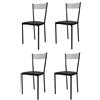 t m c s Tommychairs - Set 4 sedie modello Elegance per cucina bar e sala da pranzo, struttura in acciaio verniciata colore nero e seduta imbottita e rivestita in pelle artificiale colore nero