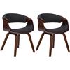 CLP Set di 2 sedie da pranzo Foley in ecopelle o tessuto I Sedia da cucina con braccioli e struttura in legno, Colore:noce/nero, Materiale:Stoffa