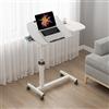 Rcynview Portatile Scrivania Bianca con Ruote, Scrivania Regolabile in Altezza e Angolazione, Slot per Tazza e IPad, Barriera Protettiva, Cassetti nascosti,Tavolino da Letto per pc, Scrivanie per Cameretta