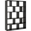 KUBUTKU Libreria grande da parete con 15 scomparti, 141 x 105 x 18 cm, decorazione per soggiorno, camera da letto, ufficio (nero), REGAL-50