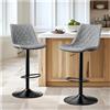STOOLINK Sgabelli da Cucina Set di 2 Sgabello da Bar Pelle in Microfibra, Sedia da Cucina con Poggiapiedi, Sedia Bar Girevole a 360°, Sgabelli Bar Regolabile in Altezza-Grigio