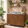Linea Azzurra Sottolavello 120 con Lavello e Miscelatore Cucina con 3 Ante in Legno Made in Italy H85xL120xP50 cm Facile da Montare (Vasca a Sinistra, Noce Antico)