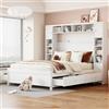 Soweiz - Letto matrimoniale in legno massello con rete a doghe, con contenitore 140x200, con 4 cassetti e grande armadio (bianco)
