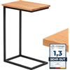 LAMO Manufaktur - Tavolino da scrivania per computer portatile, tavolino portatile, comodino, 45 x 30 x 67 cm, struttura nera, 100% vero legno massiccio, colore: naturale