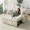 Soweiz Divano multifunzione con funzione sonno, divano letto pieghevole, divano letto con portabevande e cuscino, adatto per soggiorno, camera da letto, appartamento home theater (beige)