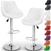 TRESKO® Set di 2 Sgabelli-Bar moderni, Sedia Bar, Sgabello Lounge con schienale, 10 colori diversi, cromato, rotazione libera a 360 °, la regolazione in altezza dei sedili 60,0-80,0 cm (2x bianco)