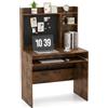 LIFEZEAL Scrivania, Scrivania Ufficio Porta Computer, PC, con Libreria e Lavagna Magnetica, 89x50cm, Scrittoio, in Legno, Moderno, Postazione di Lavoro, Studio, Piano Ampio, Portaoggetti (marrone)