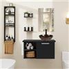 YU YUSING Set di Mobili da Bagno con Lavabo, Specchio, Portasciugamani | Arredo Bagno Completo, Mobile Lavandino Bagni da 71cm, Mensola a 3 Ripiani, 2 Ripiani Muro, Set Rubinetti, Giallo-Marrone