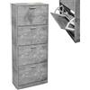 MA MAISON Scarpiera in Legno 63X24X150CM - Struttura in Legno Truciolare, Melaminico, Ante con Divisori, Salvaspazio, per Ingresso, Organizza Scarpe, Design Elegante - (Effetto Cemento, 4 Ante)