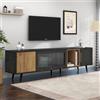VIEKOS Elegante mobile TV, 200 x 40 x 55,5 cm, legno scuro, grigio e venature del legno, adatto per TV da 90 pollici