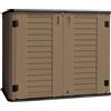 Brigros - Armadio Da Esterno In Resina Hdpe Impermeabile Con 2 Ante, Mobiletto Da Esterno Plastica Per Balcone, Giardino, Garage In Diversi Colori, Armadietto In Plastica (Marrone, 125x73x104 cm)