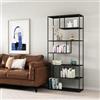 [en.casa] Scaffale da Terra Libreria in Acciaio con 6 Scomparti Aperti Mobile Espositore in Stile Industriale 188 x 85 x 35 cm - Nero Opaco