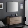 Kiamami Valentina - Mobile bagno sospeso 100 cm rovere con lavabo nero opaco e specchio LED | Berlin