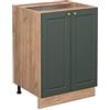 Vicco Mobiletto base cucina Fame-Line, Verde-oro country, 60 cm