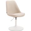 CLP Sedia Da Pranzo Regolabile Maverick In Stoffa I Sedia Design Rosa Scandinavo Base Tonda In Metallo, Colore:crema, Colore del telaio:bianco