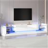 SUKY Mobile TV lucido con illuminazione a LED, 181 cm, per TV fino a 80 pollici, frontale in vetro, due cassetti pieghevoli, 181 x 38 x 38 cm (bianco)