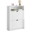 SoBuy Scarpiera con 2 ante e 4 ripiani, con scomparto aggiuntivo per scarpe, colore: bianco, L80*P24*A110, FSR87-W