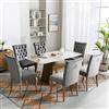 KecDuey Set di 6 sedie da pranzo e cucina, imbottite con borchie decorative, gambe in legno massello (grigio velluto, 6)