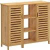 sogesfurniture Casse laterale di cassetti armadio, mobile da bagno, mobile laterale con 4 ripiani e 2 porte lamella mobile per soggiorno, cucina, 100x33x87cm, BHEU-KS-CWG-SM