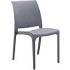 GLOUPIE Sedia Volga In Polipropilene Grigia, Impilabile, Dimensioni 54 x 46 x 81 Cm, Per Interno Ed Esterno, Made In Italy