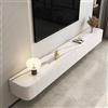 Btsunotr Supporto TV sospeso mobile TV sospeso armadietto in legno sotto il TV unità di intrattenimento moderna con 3/4 di spazio di archiviazione mensola di intrattenimento (Bianco testurato, 260cm)