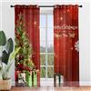 Odot Natale Tende per Interni con Anelli, Christmas Stampa Tende Camera da Letto Tenda Filtranti 2 Pannelli, Tende Voile Semi Trasparenti Sheer Tenda per Soggiorno (132x182cm,Rosso)