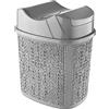 Inbagno Cestino Bagno in plastica con Doppio Coperchio Basculante, Design Moderno con Motivi a Intreccio, capienza 5 lt (Grigio)