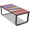 Mhdvray Tavolino in vetro con stampa arcobaleno, 90 x 45 x 32 cm, colore nero, struttura in metallo, design moderno, per soggiorno, camera da letto, corridoio