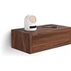 Mobili Fiver, Comodino sospeso Riccardo, Noce Canaletto, Nobilitato, 45 cmx25 cmx15.5 cm, Comodino moderno per Soggiorno e camera, Made in Italy