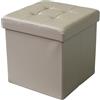 milani home - pouf quadrato, ecopelle, seduta poggiapiedi, beige, 38 x 38 x 38 cm
