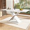 Gelukueub Tavolo da pranzo allungabile 118-157 x 75 cm, bianco, tavolo da cucina e soggiorno, allungabile di 157 cm con piano di appoggio, tavolo con gambe incrociate