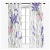 Surwin Tende per Interni 2 Pezzi, Tende Voile con Fiore Motivo, Tende Semi Trasparenti con Occhielli, 3D Tende a Vetro per Camera da Letto, Cucina, Soggiorno (80x115cm,Lavanda)