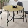 IDMarket - Tavolo da pranzo rotondo pieghevole YAEL per 4 persone, legno e nero, design industriale, 110 cm