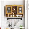 Ligterra Vetrina sospesa da 90 cm, pensile da cucina, shabby chic, con 2 ante e tre ripiani, pensili da cucina, adatto per bagni, cucine e sala da pranzo (naturale)