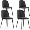 HOMN LIVING Set di 4 sedie Kana Nere, Gambe in Metallo e Sedile Imbottito, 45 cm (Larghezza) 51,5 cm (profondità) 83 cm (Altezza)