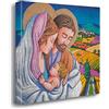 Giallobus - Quadro - Stefano Calisti - Capezzale Moderno - Sacra Famiglia tra Le Colline - Tela Canvas Telaio Premium Alto Spessore - 50x50 - Pronto da Appendere - Quadri Moderni per la casa