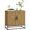 HOMCOM Credenza Soggiorno, Mobile Ingresso, 2 Ante, 80x40x78 cm, Naturale | 2 Livelli, Ripiano Regolabile, Legno e Acciaio, Madia per Ingresso e Sala da Pranzo