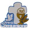 Generic Scritta Prima Comunione con Croce e Calice Fondo Azzurro Decorazioni Centrotavola 35 x 25 x 5 cm.