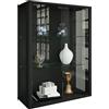 VCM Udina Vetrina a Parete, Legno, Nero, 80 x 60 x 25 cm