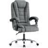 naspaluro Sedia da Ufficio Ergonomica, Poltrona Direzionale con Sedile Largo, Sedia Ufficio Reclinabile con Braccioli Imbottiti et Altezza Regolabile (Senza Poggiapiedi, Grigio Scuro)