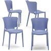 REDÒKASA Set 4 sedie in polipropilene JUMBO, MADE IN ITALY, impilabile, resistente ai raggi UV, design moderno, ideale per sala da pranzo, cucina, bar, ristoranti o giardino (Carta da Zucchero, 4)